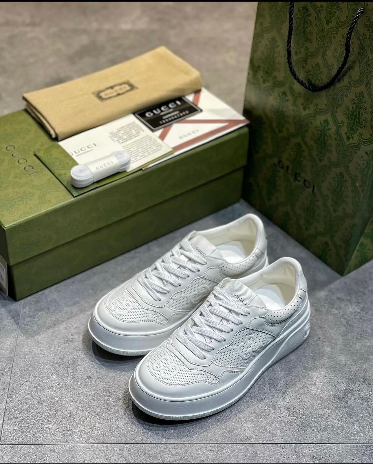 Gucci-Inspired White Platform Sneakers