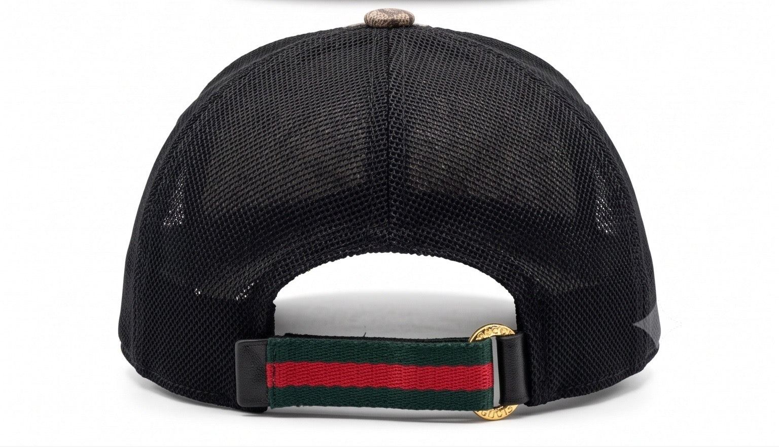 GG Snake Mesh Trucker Cap – Beige/Black