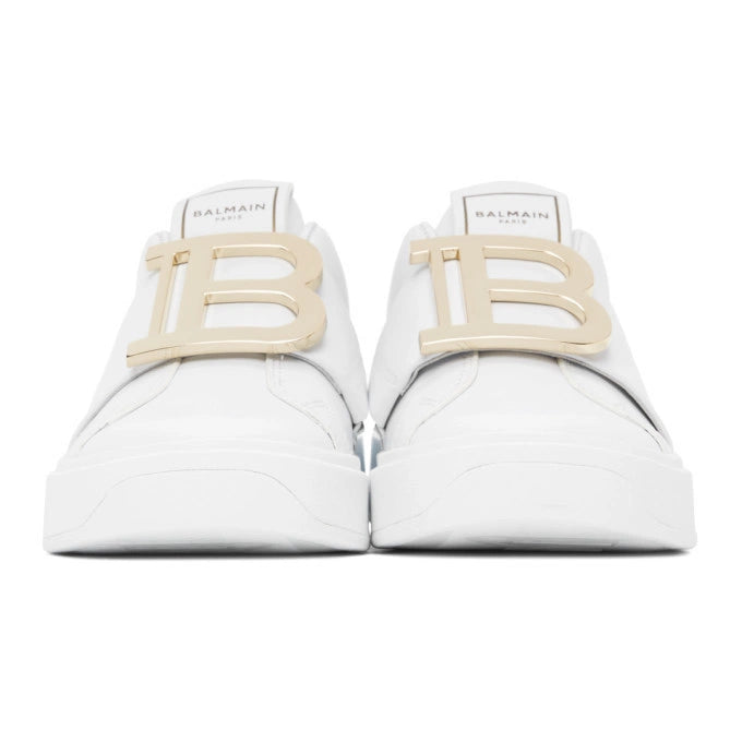 Balmain White Buckle B-Court Sneakers