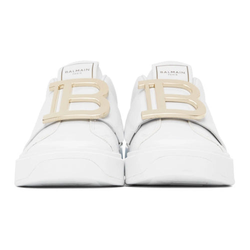 Balmain White Buckle B-Court Sneakers