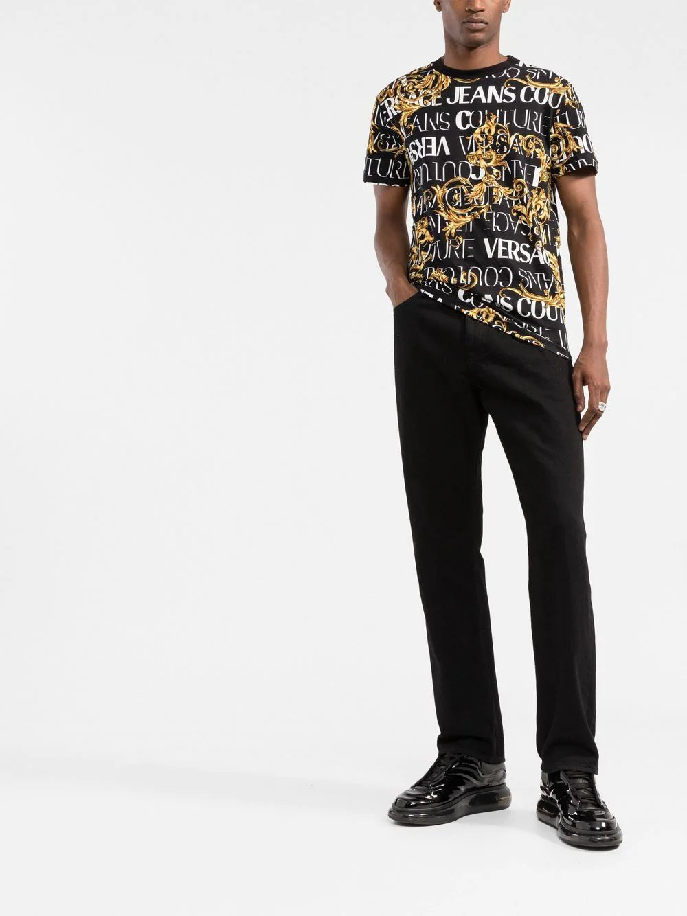 VERSACE Baroque Print Logo T-Shirt Black