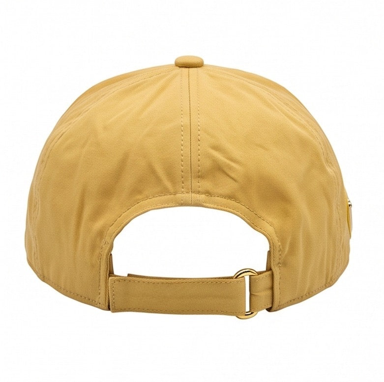 Prada Nylon Triangle Logo Cap – Sand Yellow