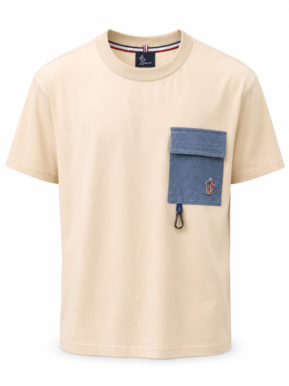 Moncler-Style Cream Pocket T-Shirt