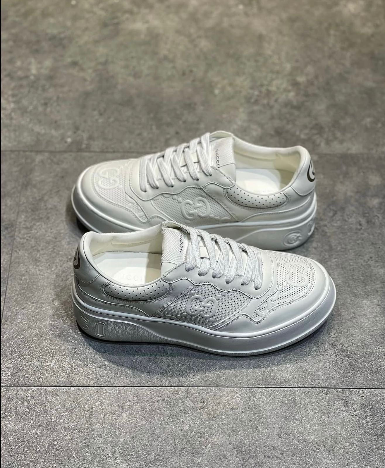 Gucci-Inspired White Platform Sneakers