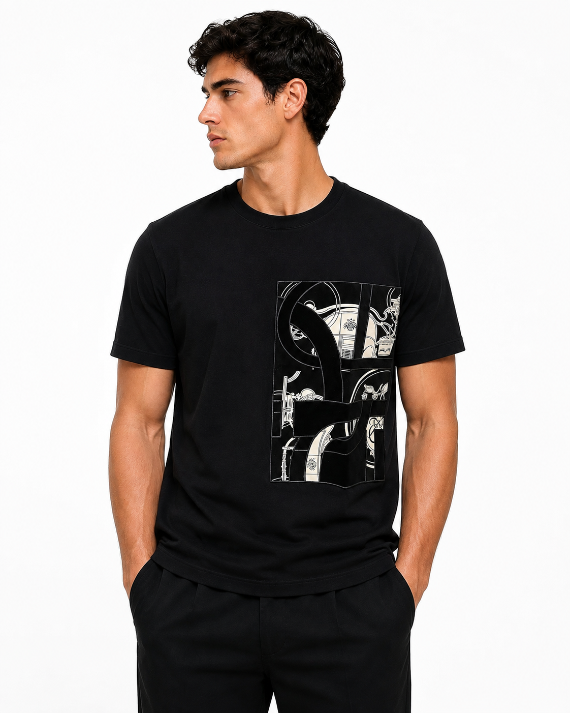 Black Graphic Panel T-Shirt