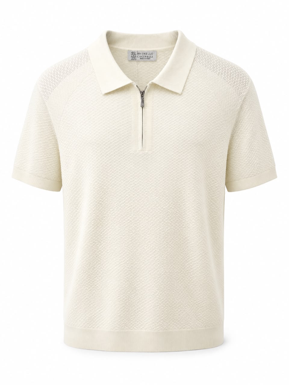 Brunello Cucinelli Textured Knit Half-Zip Polo