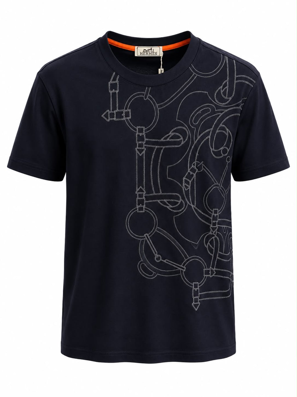 Embroidered Equestrian Navy Blue T-Shirt