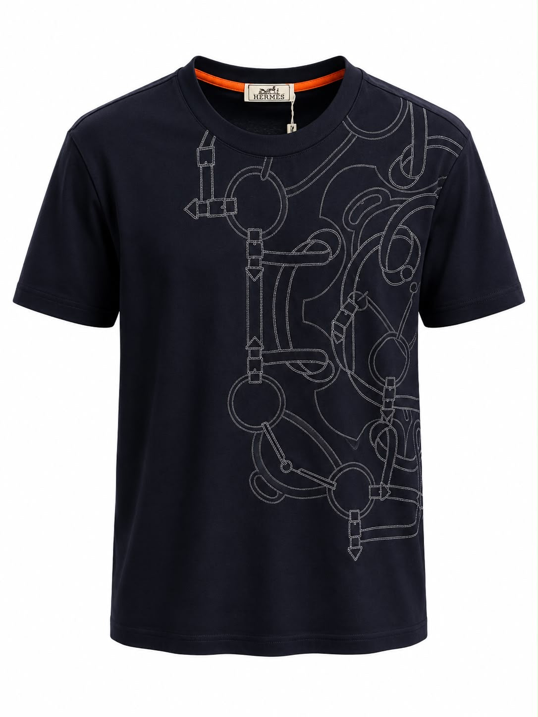 Embroidered Equestrian Navy Blue T-Shirt