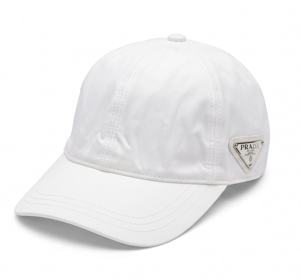 Prada Triangle Logo Cap – White