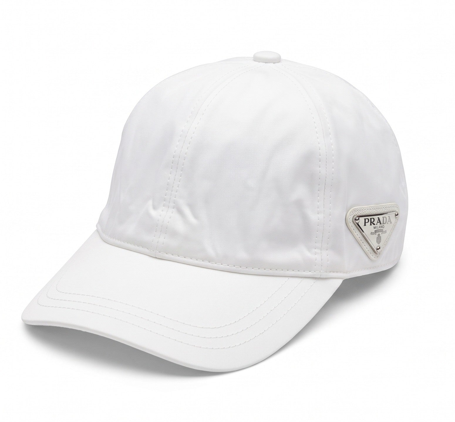 Prada Triangle Logo Cap – White