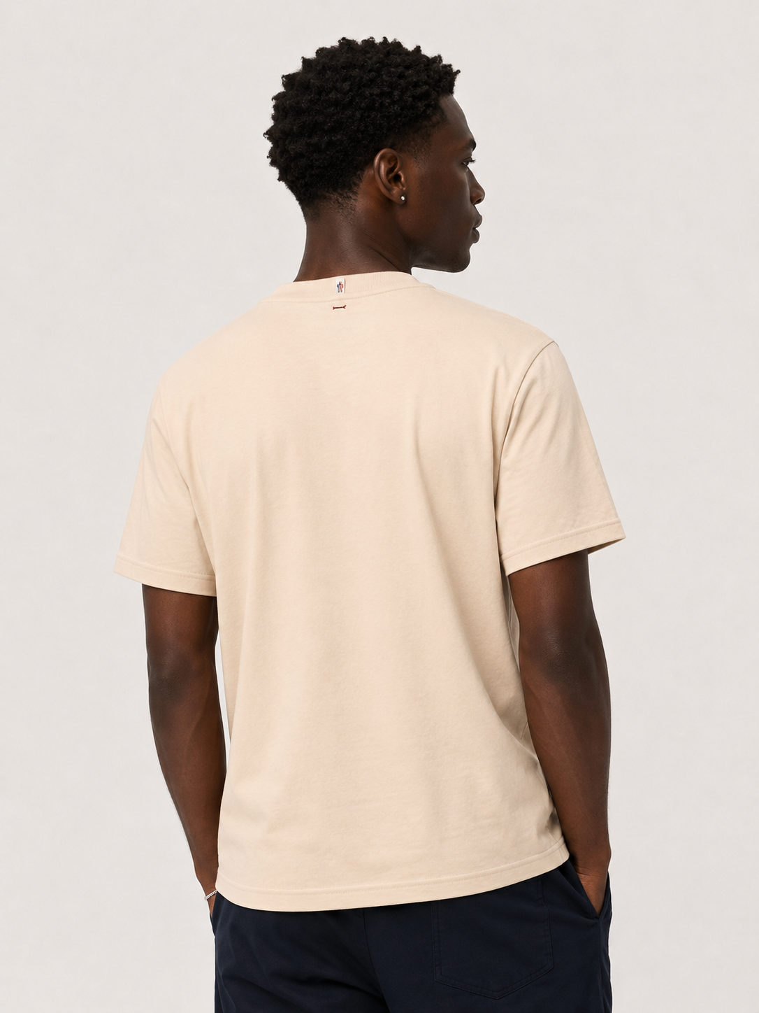 Moncler-Style Cream Pocket T-Shirt