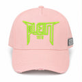 PLEIN 1978 Cap – Soft Pink / Neon Green Embroidery