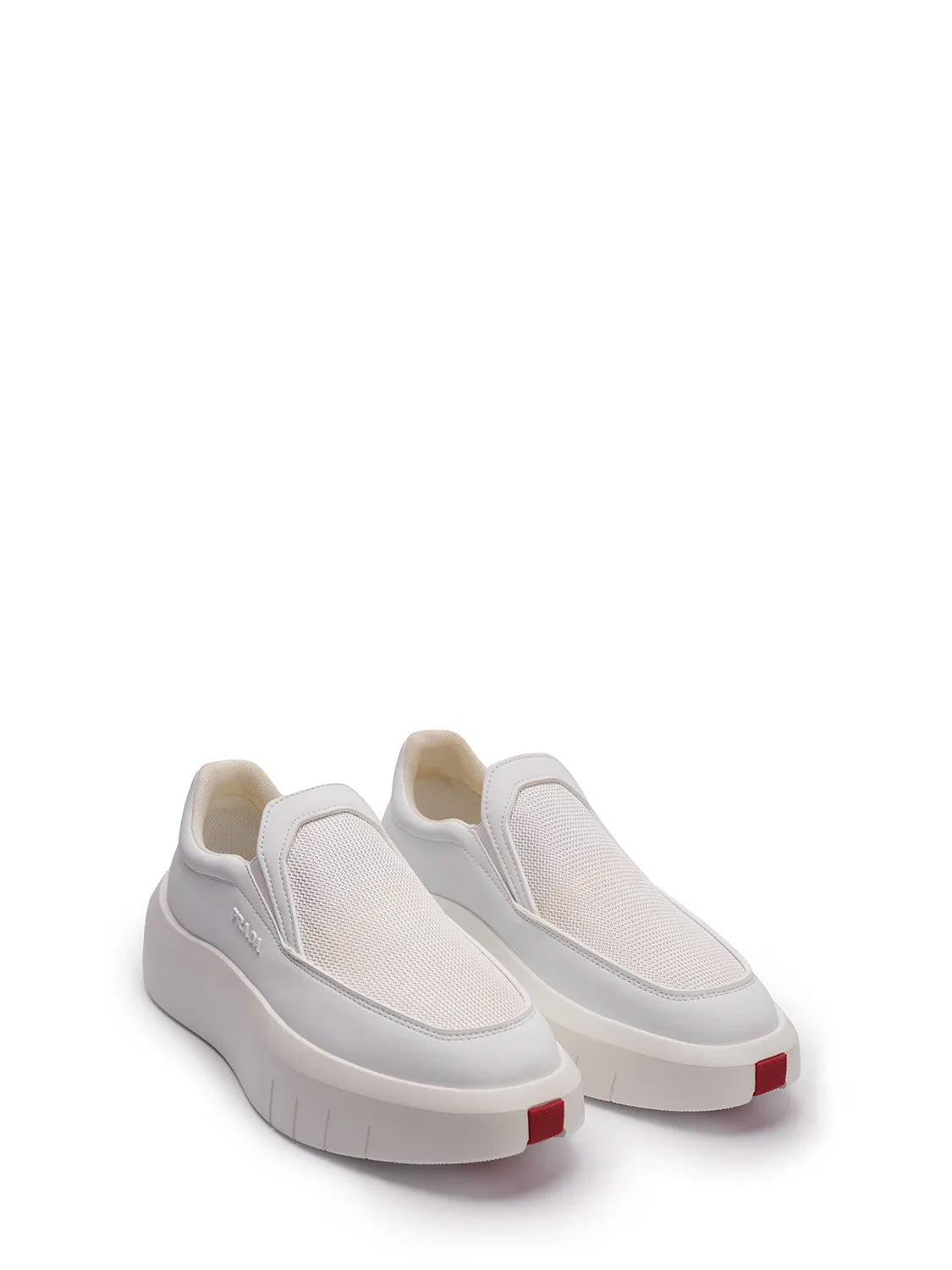 PRADA White Slip-On Sneakers with Rea