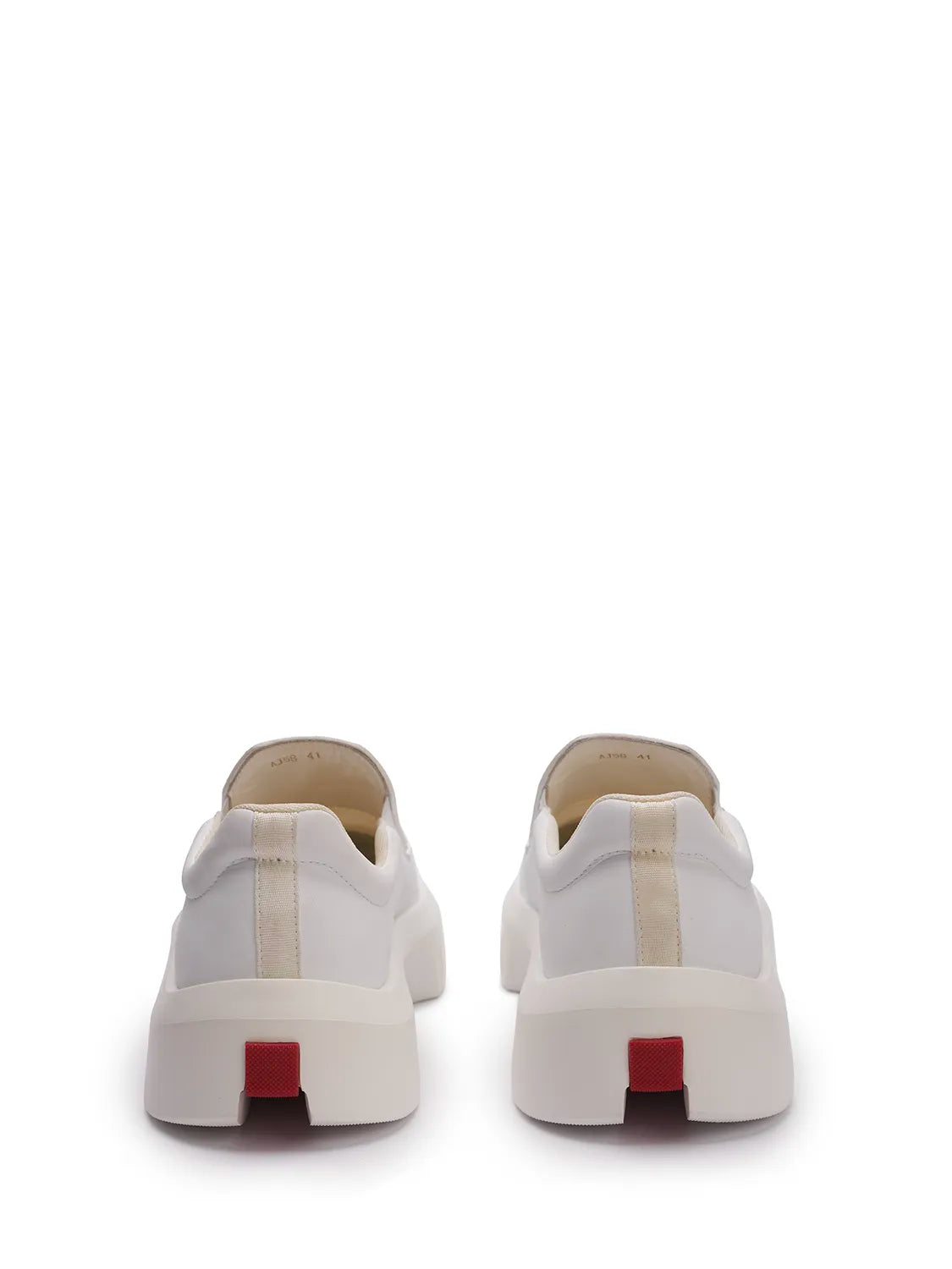 PRADA White Slip-On Sneakers with Rea
