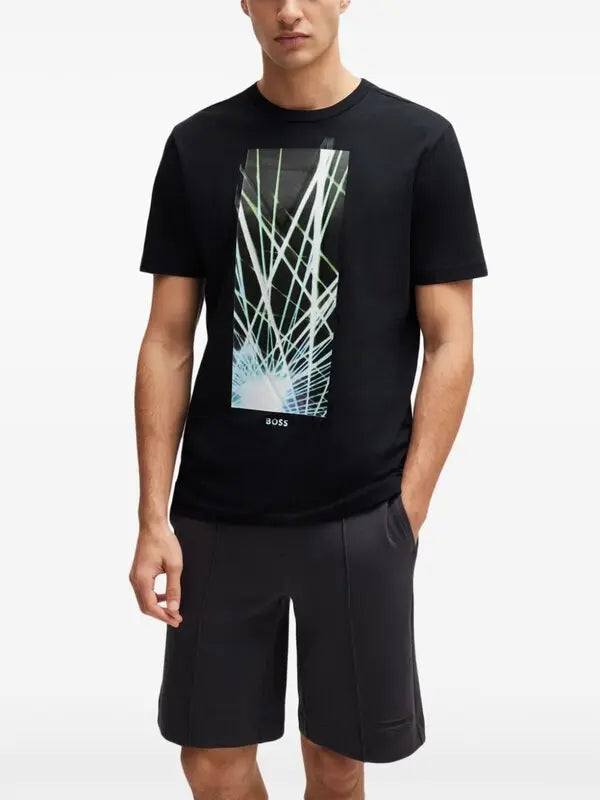BOSS 
Graphic-Print Stretch-Cotton T-Shirt