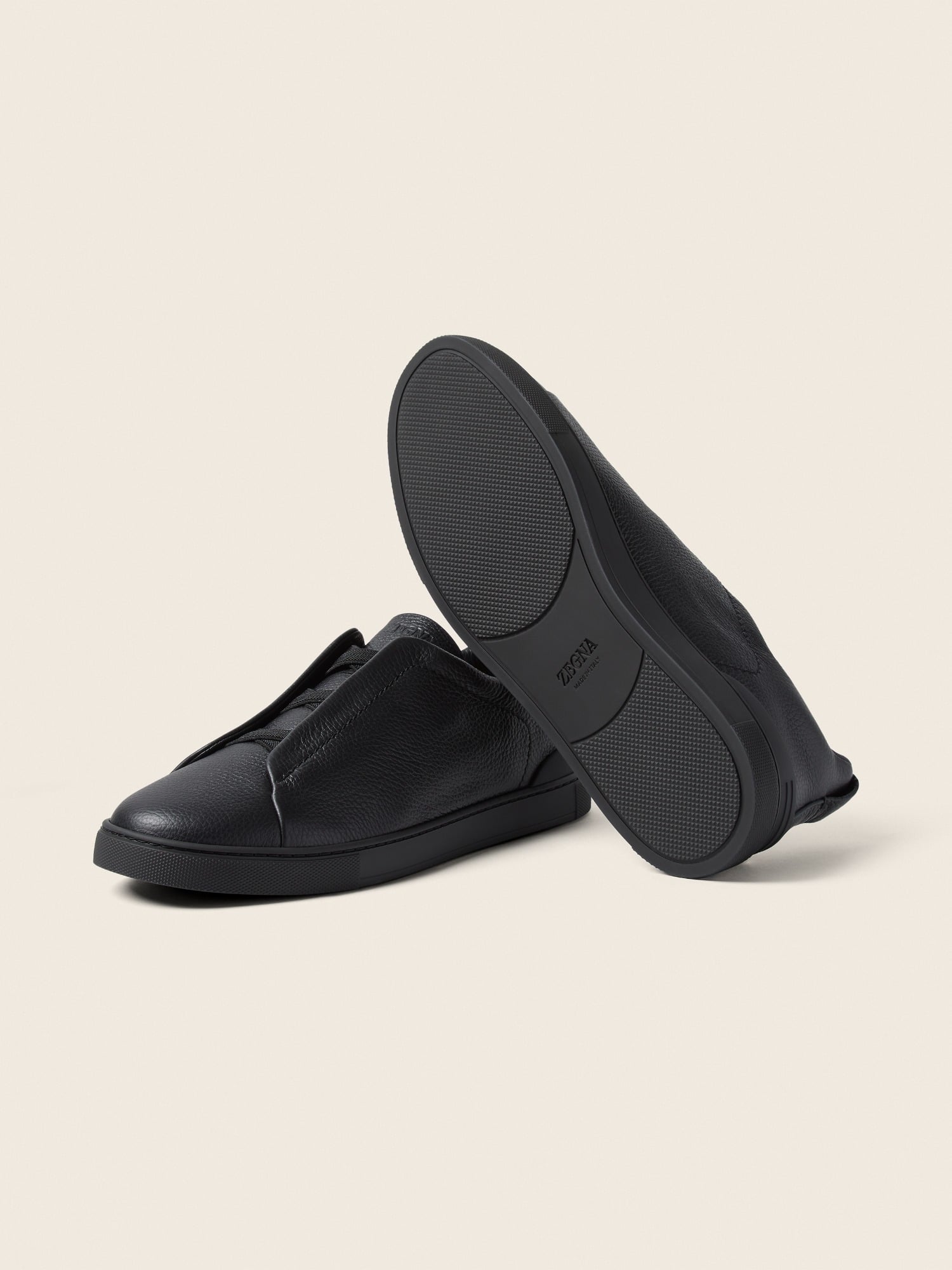 ZEGNA - BLACK LEATHER TRIPLE STITCH™ SNEAKERS
