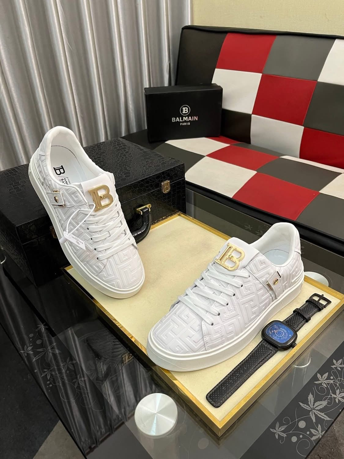Balmain Monogram White Sneakers