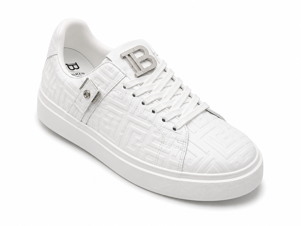 Balmain Monogram Sneakers – White/Silver