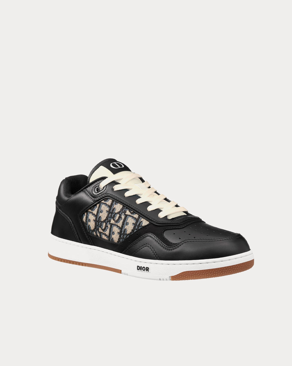 Dior - B27 Black Smooth Calfskin with Beige and Black Dior Oblique Jacquard Low Top Sneakers