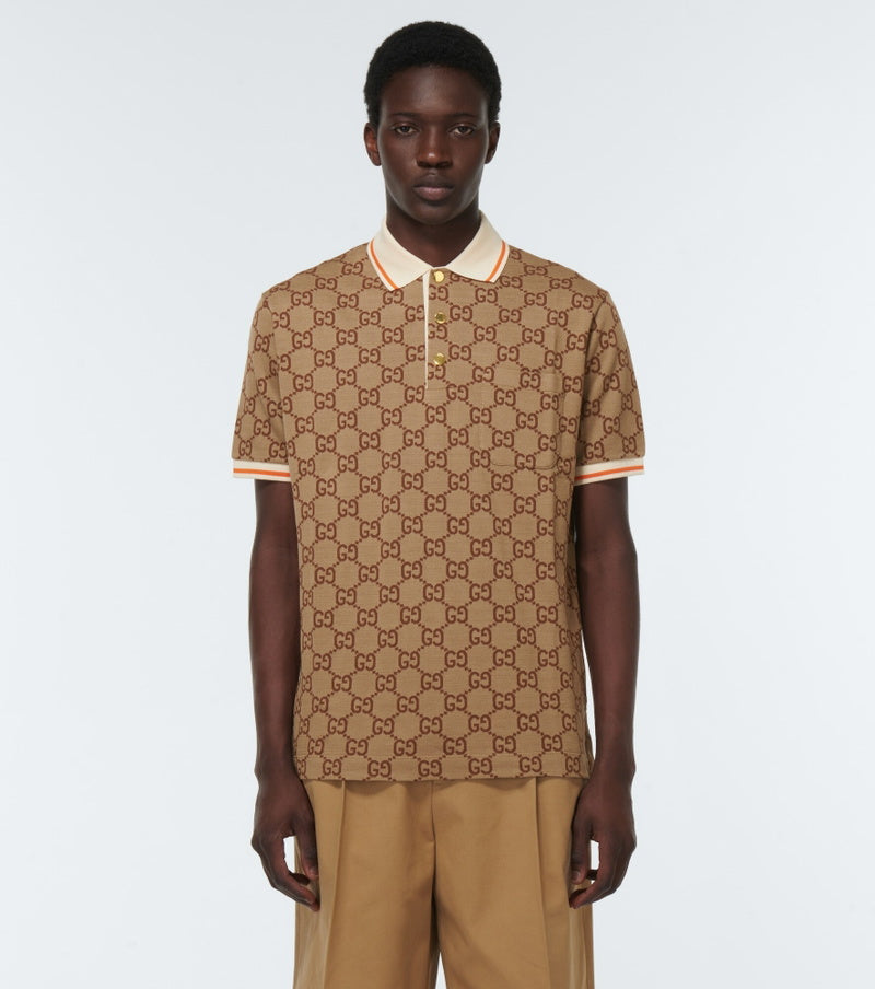 Gucci - GG silk and cotton jacquard polo shirt