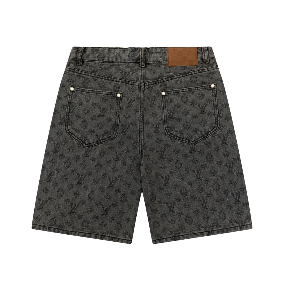 Monogram Bandana-Print Oversized-Fit Stretch-Denim