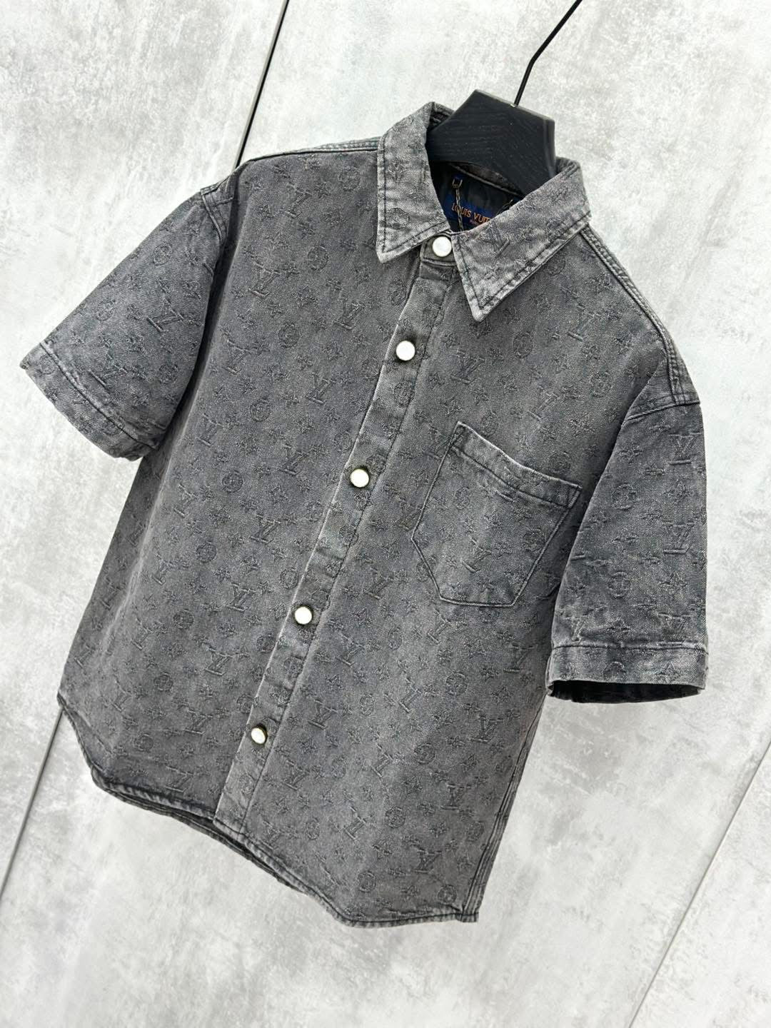 Monogram Bandana-Print Oversized-Fit Stretch-Denim
