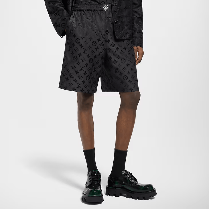 LV - Monogrami Moire JacquardSilk Shorts