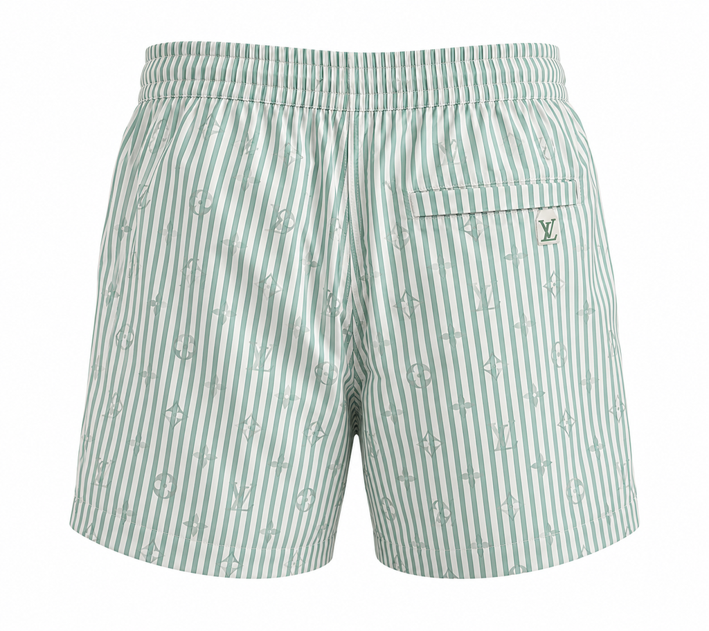 ouis Vuitton Monogram Striped Swim Shorts – Mint Green