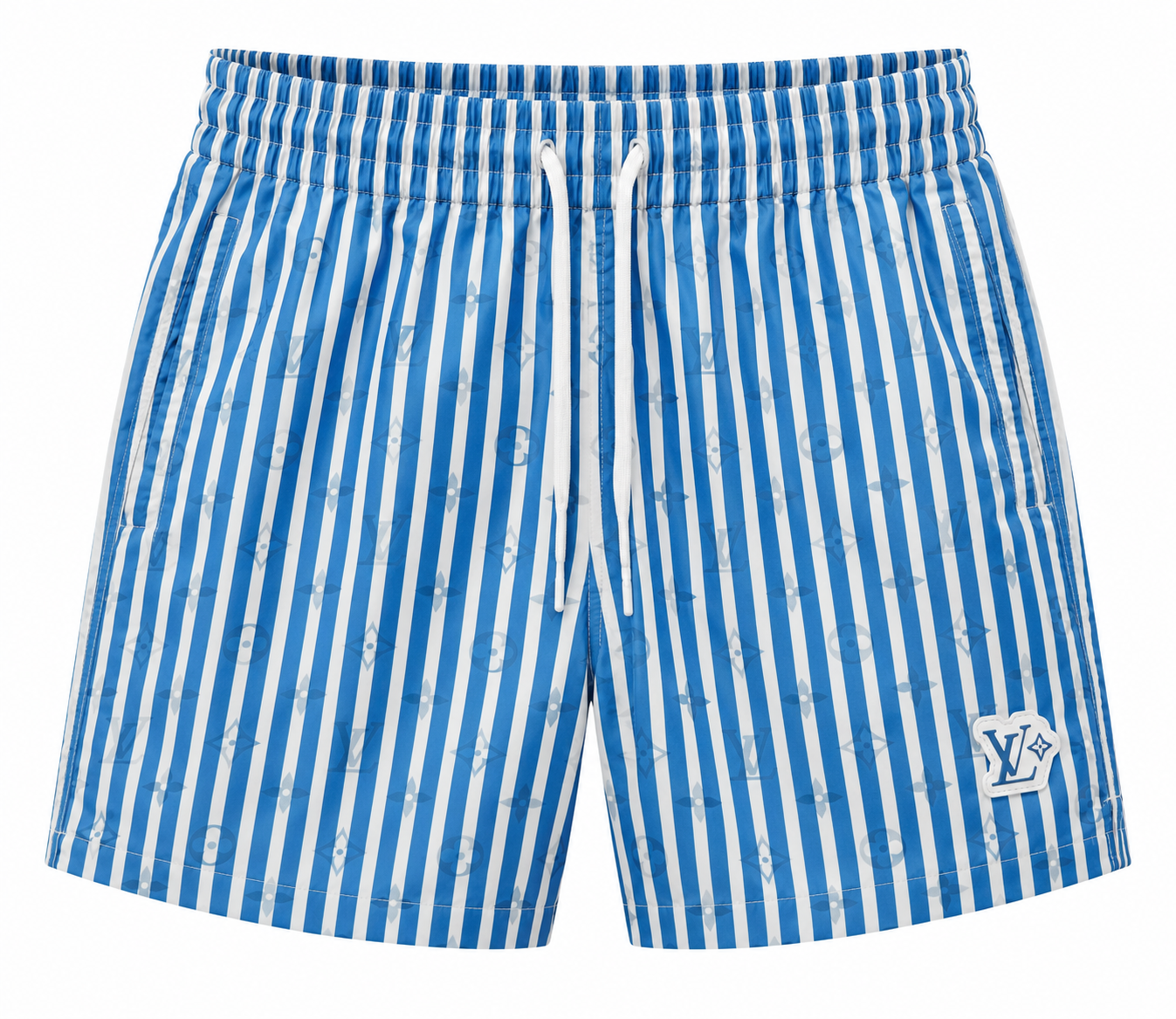 Monogram Striped Swim Shorts – Blue stripe