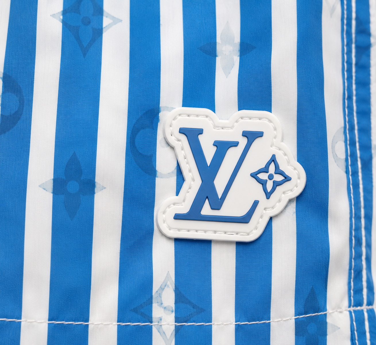 Monogram Striped Swim Shorts – Blue stripe