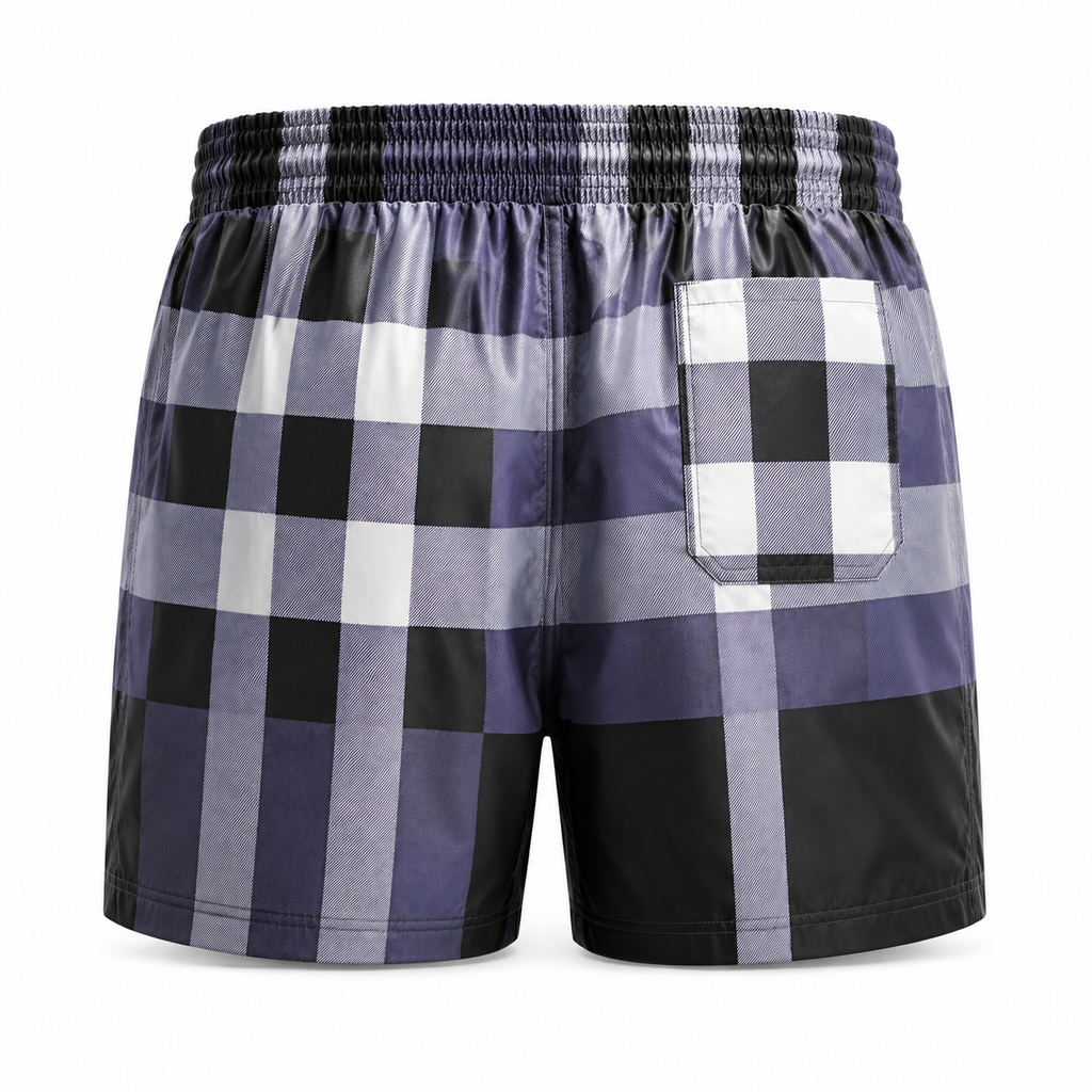BBR Black & Grey Check Swim Shorts