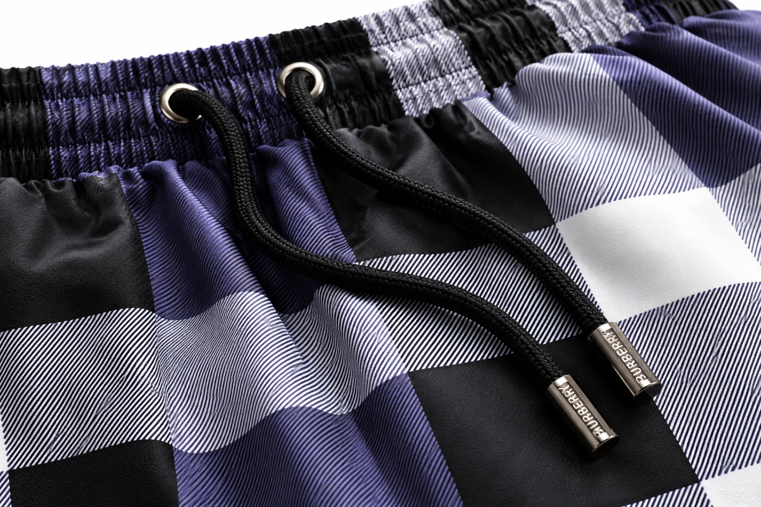 BBR Black & Grey Check Swim Shorts