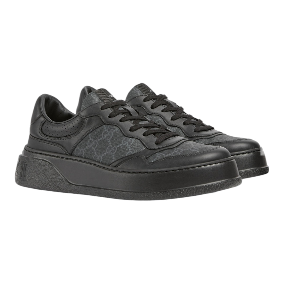 Gucci Black Monogram Platform Sneakers