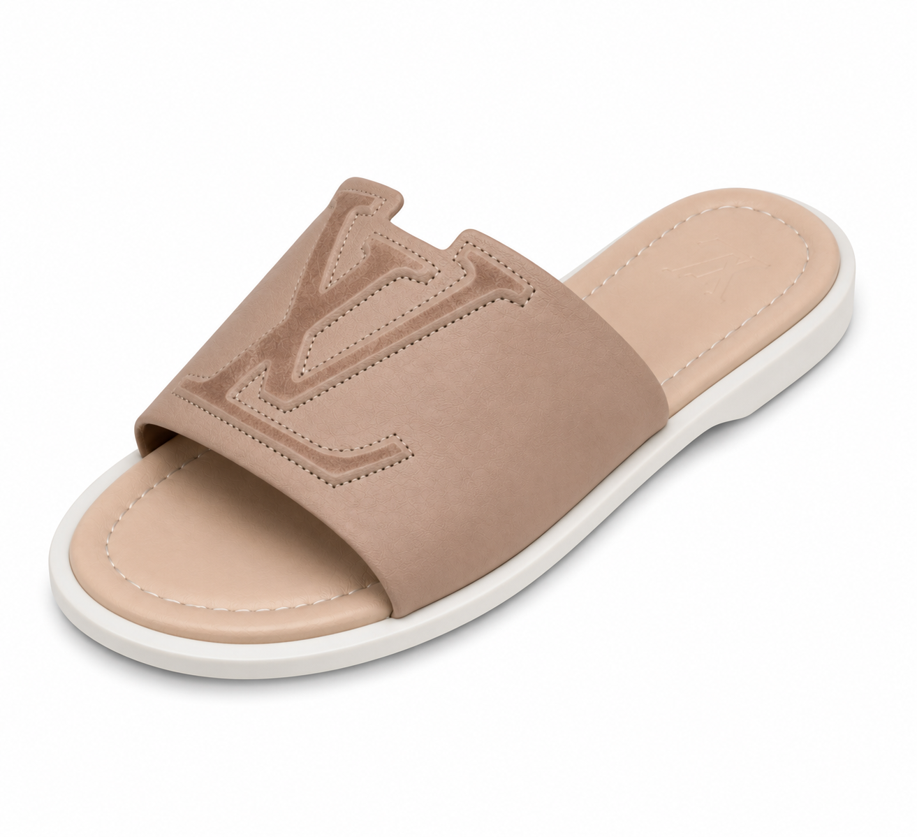 LV Inspired Slide Sandal – Beige