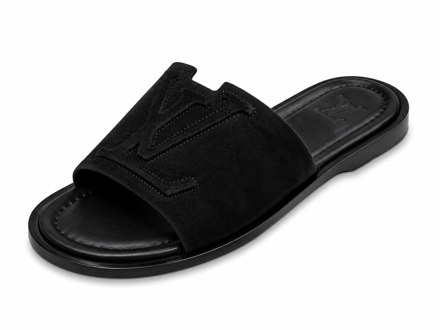 LV Inspired Black Slide Sandal