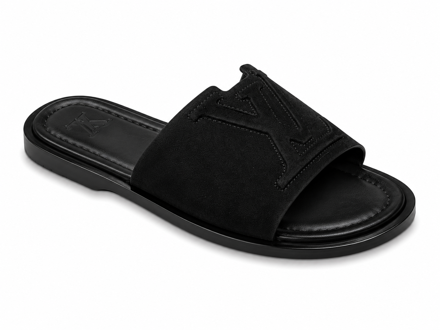 LV Inspired Black Slide Sandal