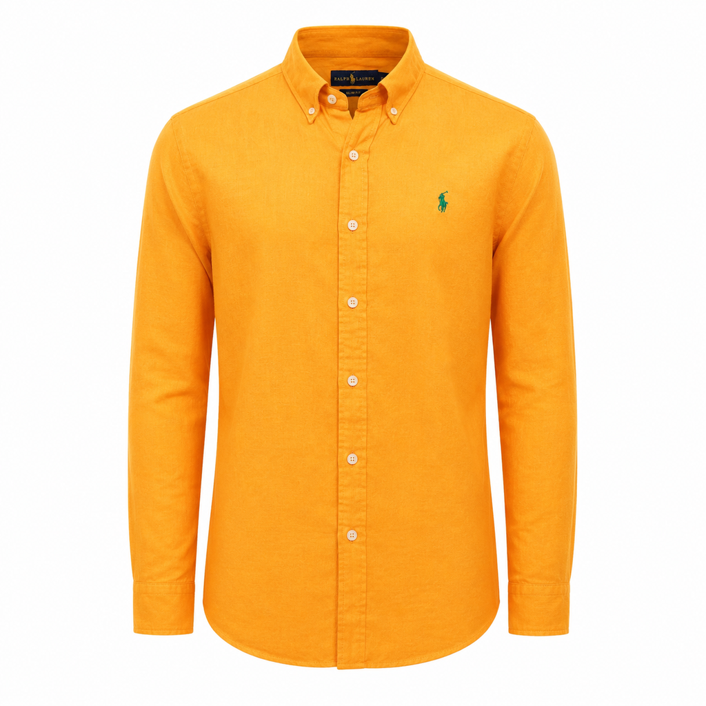 Ralph Lauren Linen Blend Button-Down Shirt – Orange