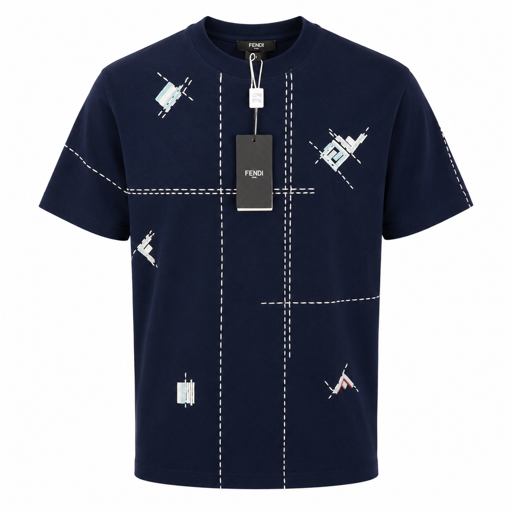 Fendi Embroidered Navy T-Shirt