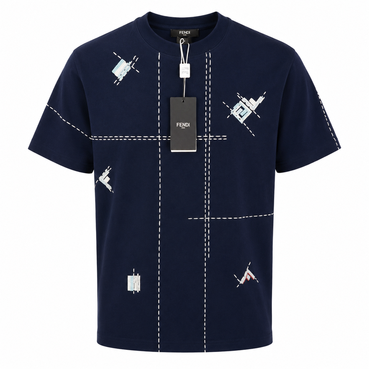 Fendi Embroidered Navy T-Shirt