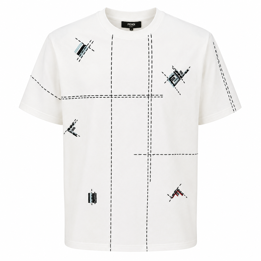 Fendi Embroidered Stitch T-Shirt – White