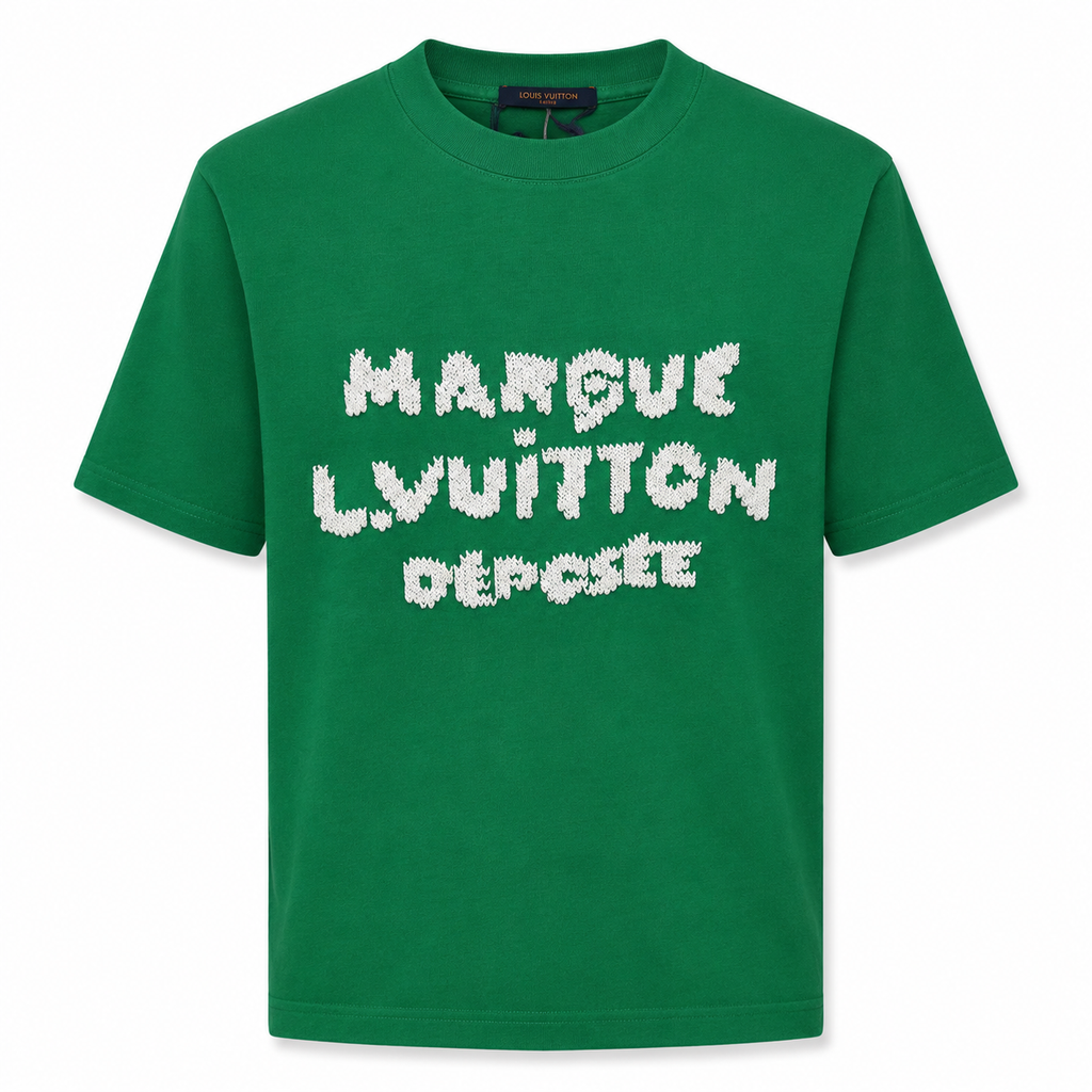 1V-Inspired Knit Embroidery T-Shirt – Green