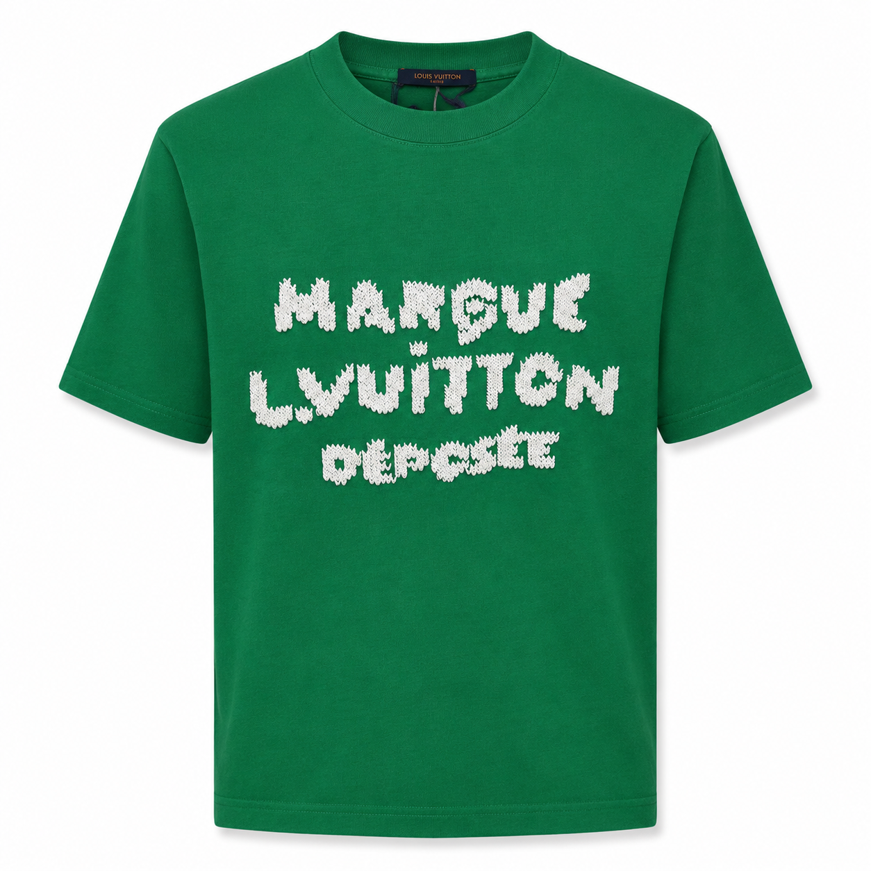 1V-Inspired Knit Embroidery T-Shirt – Green