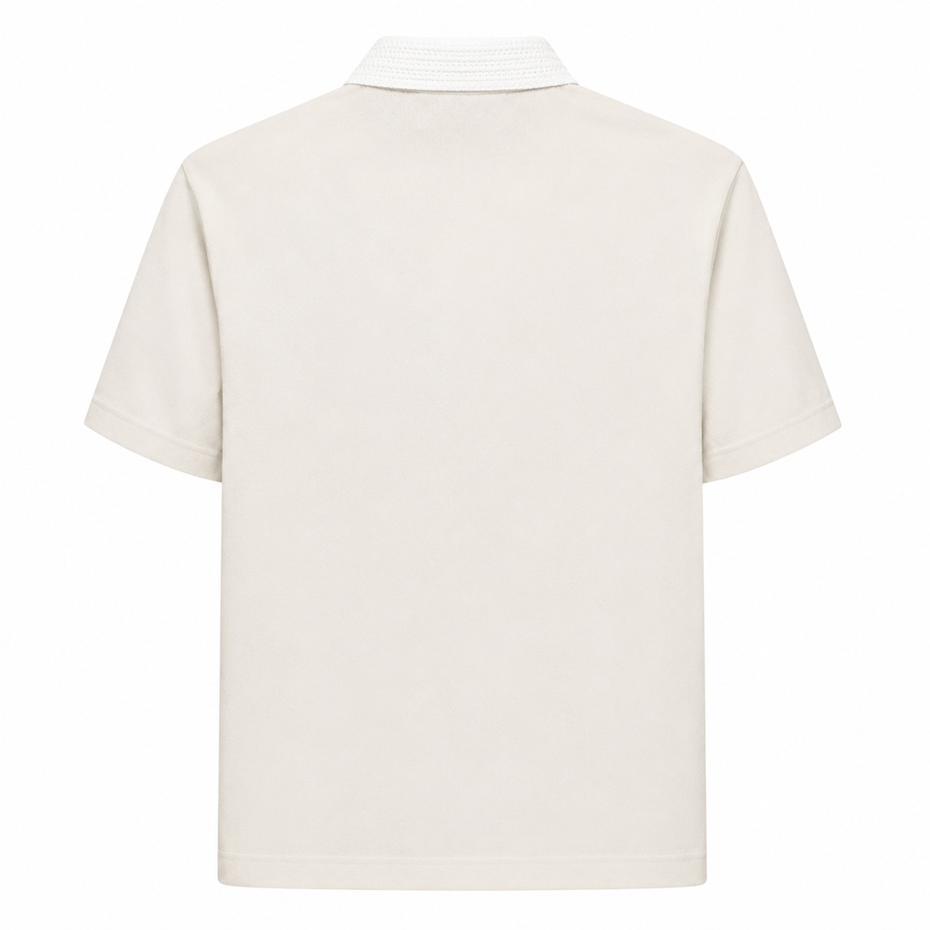 1V-Check Knit Shirt – Beige & Blue