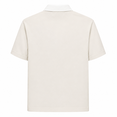1V-Check Knit Shirt – Beige & Blue