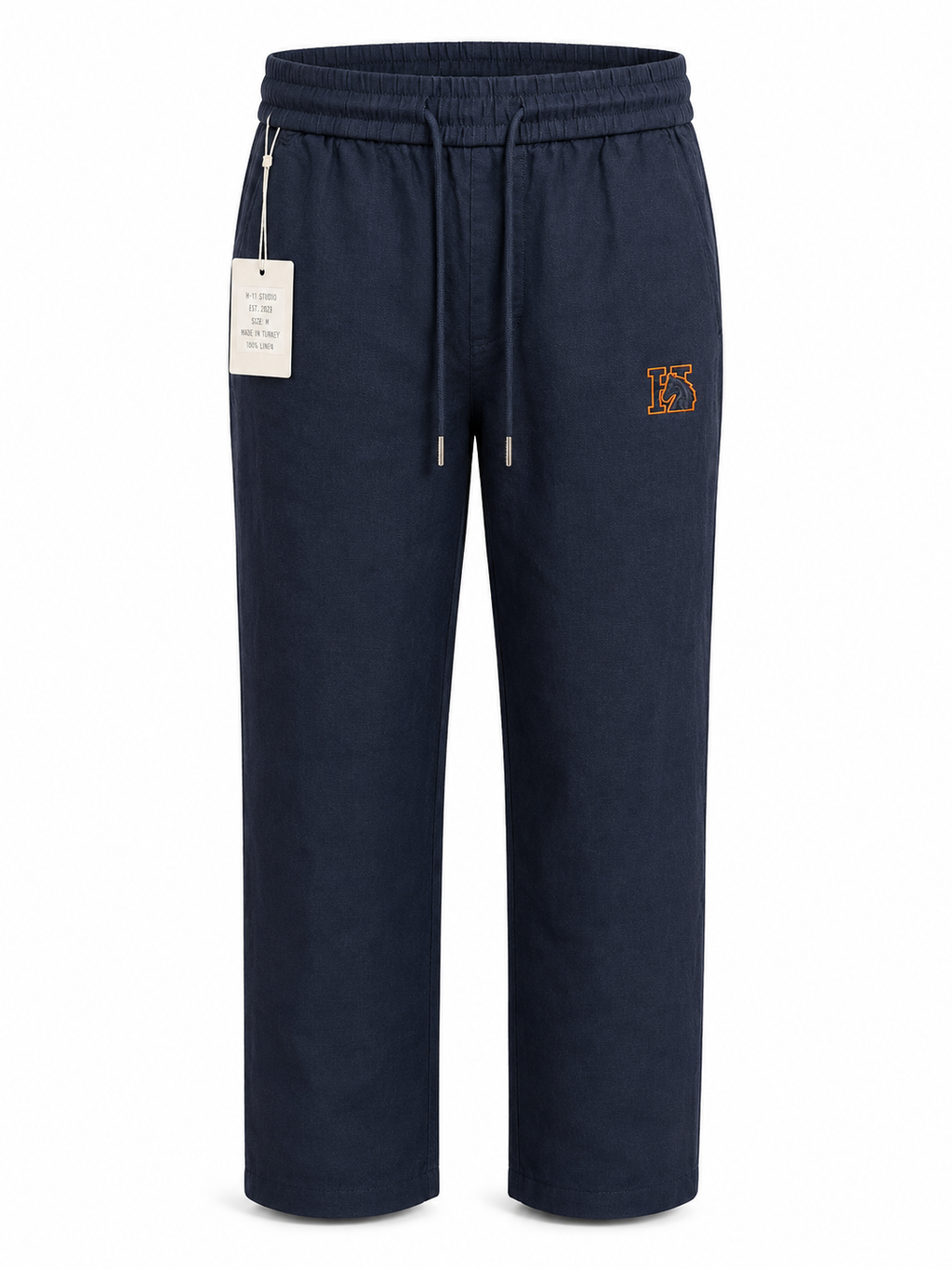 Navy Linen Drawstring Trousers