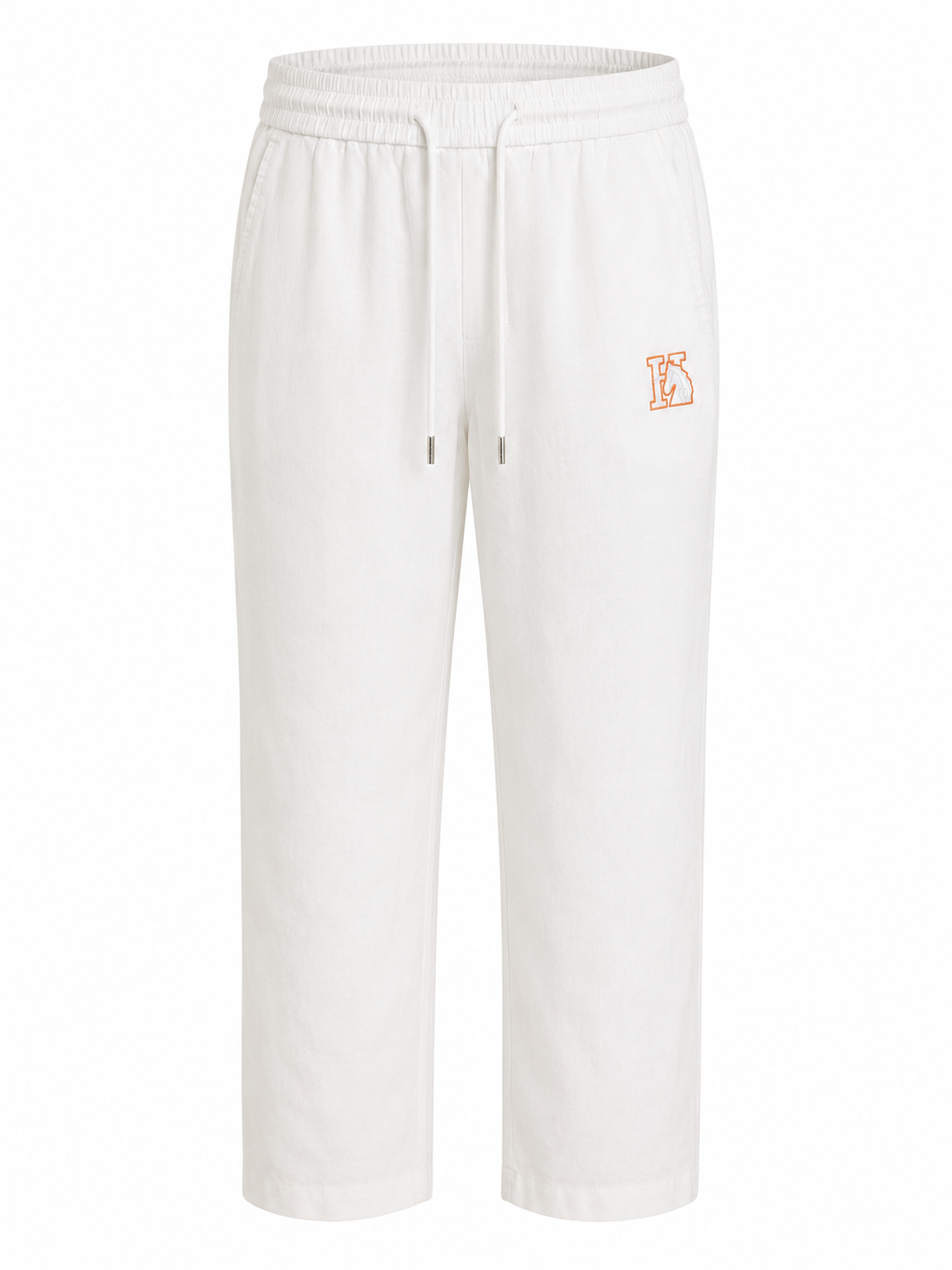 White Linen Drawstring Trousers