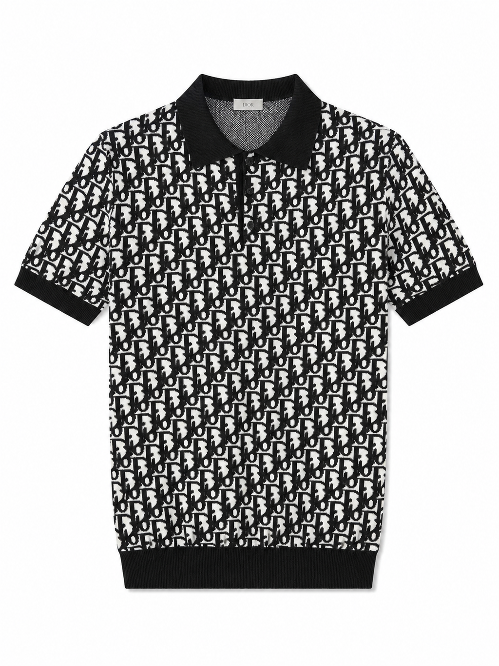 Oblique Knit Polo – Black / White