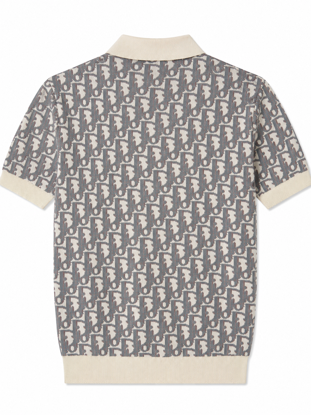 Oblique Knit Polo – Cream / Grey