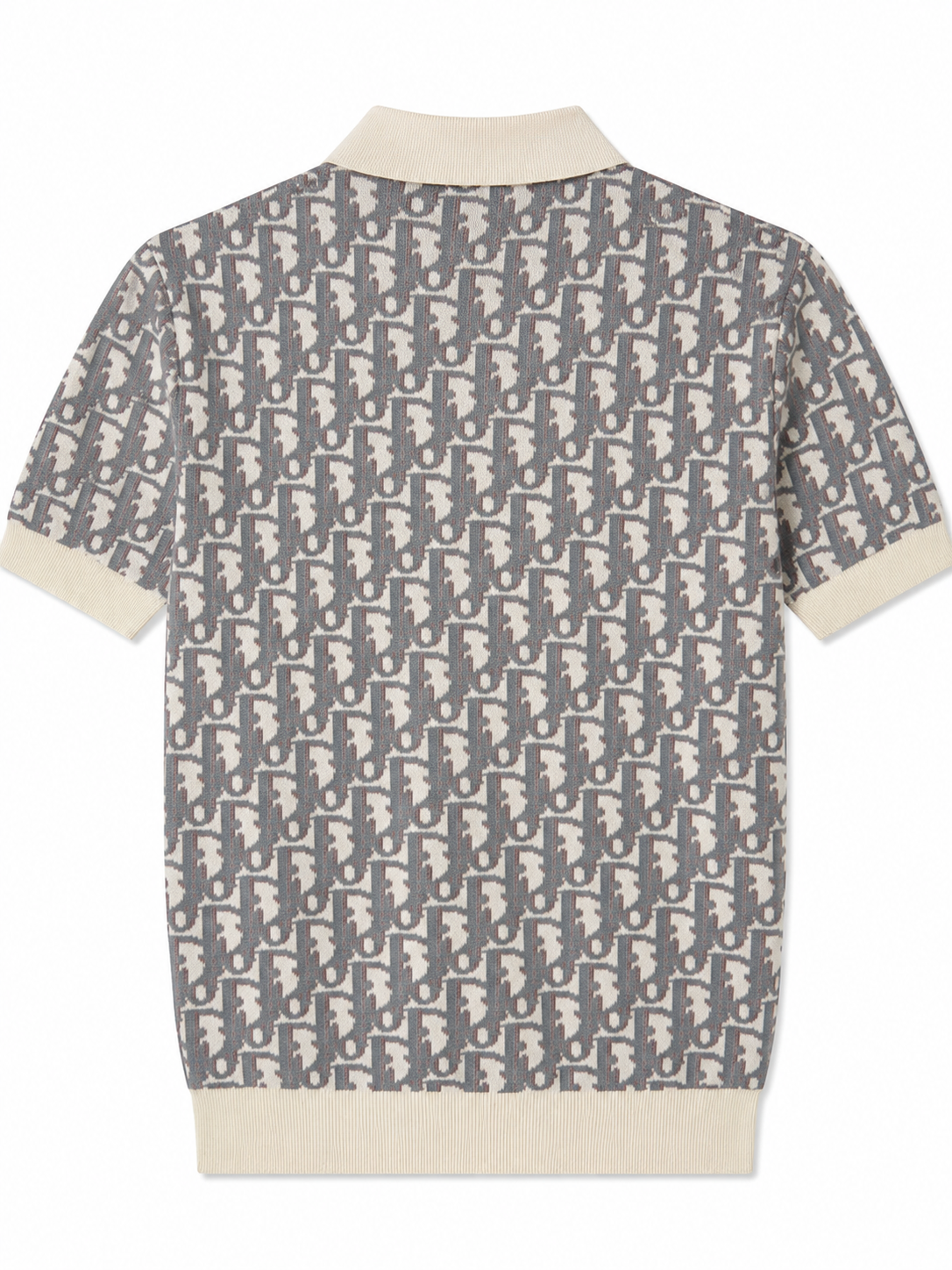 Oblique Knit Polo – Cream / Grey