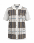 1V-Check Knit Shirt – Beige & Blue